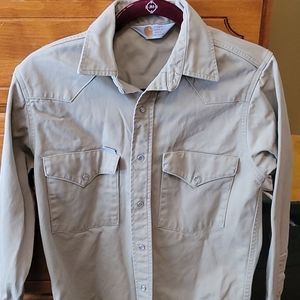 Carhartt khaki pearl snap